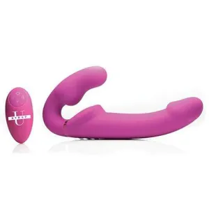 Strap U - 10X Evoke Ergo Fit Inflatable and Vibrating Strapless Strap On Dildo with Remote (Pink)