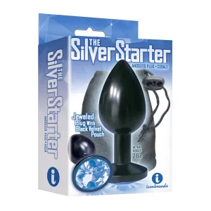 The 9's. The Silver Starter. Bejeweled Anodized Stainless Steel Plug. Colbalt