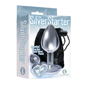 The 9's. The Silver Starter. Bejeweled Heart Stainless Steel Plug. Diamond