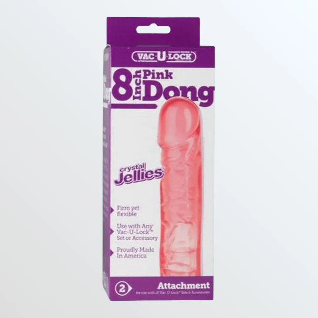 Vac-U-Lock 8 Crystal Jellies Pink Dong for Harnesses