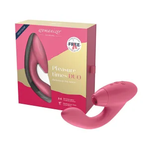 Womanizer Duo Rechargeable Silicone Pleasure Air Dual Stimulation Vibrator Raspberry